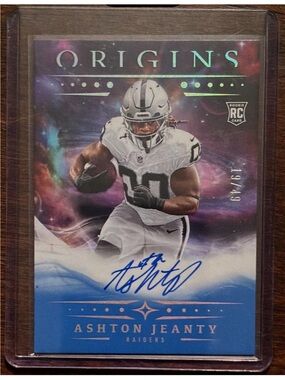 Origins Ashton Jeanty Rookie Autograph Card - White & Blue
